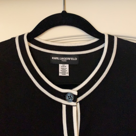 Karl Lagerfeld, Sweater Midi Dress, Small, Black and White - Picture 3 of 7